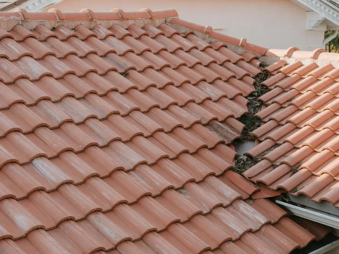 Illustration of overlapping clay roof tiles